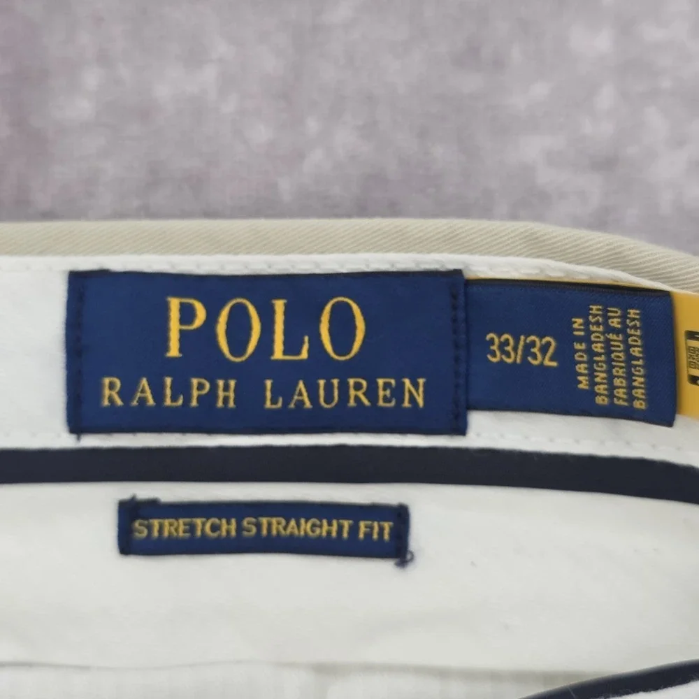 Polo Ralph Lauren Chino Pants Mens 33x32 Stretch Straight Fit Beige Khaki Tan